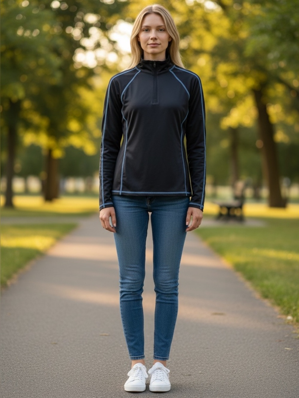 Marmot Black Long Sleeve Mid-layer with Light Blue Contrast Stitching